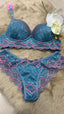Deep Turquoise and Pink Detail Lingerie Set