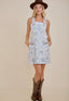 Blue Floral Patchwork Pinafore Dress