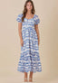 The Santorini Eyelet Puff-Sleeve Midi