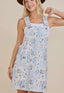 Blue Floral Patchwork Pinafore Dress