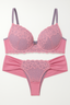 Luna Pink Lace Bra Set