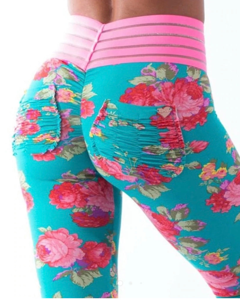 Yoga Leggings for Women, Abstract Coral, Pink, Green and Aqua Garden  Foliage | Women's leggings, Comfortable yoga pants, Yoga leggings